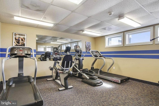 gym with a drop ceiling