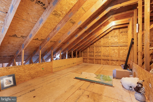 view of unfinished attic