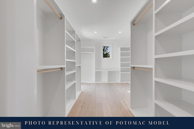 spacious closet featuring wood finished floors