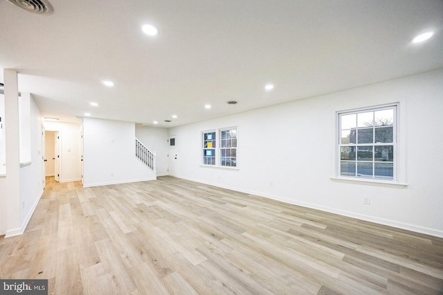 interior space with light hardwood / wood-style flooring