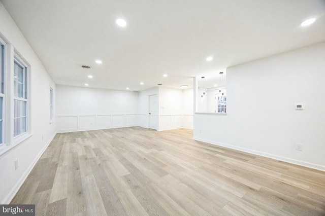 interior space with light hardwood / wood-style floors