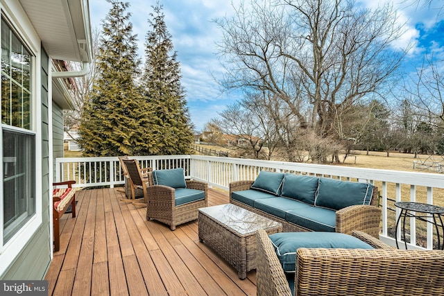 deck featuring an outdoor living space