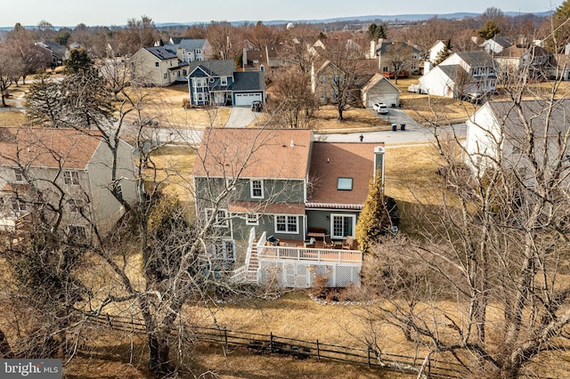 drone / aerial view with a residential view