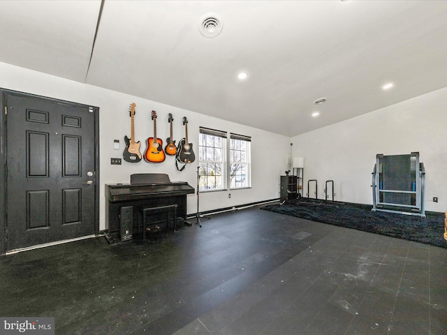 garage with visible vents and recessed lighting