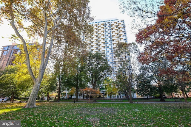 view of home's community with a lawn