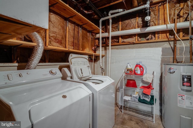 laundry area featuring independent washer and dryer and electric water heater