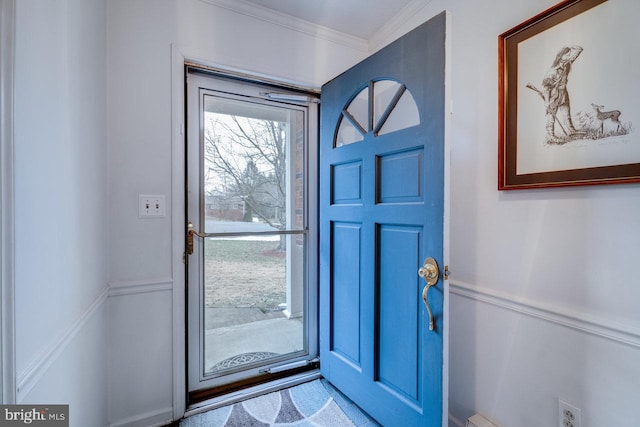 foyer with ornamental molding