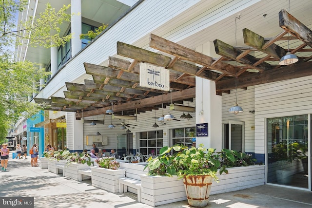 exterior space featuring a pergola
