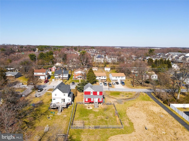 birds eye view of property with a residential view