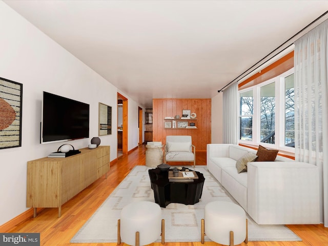 living room with light hardwood / wood-style flooring