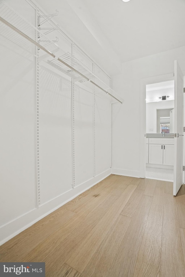 walk in closet featuring light wood-type flooring