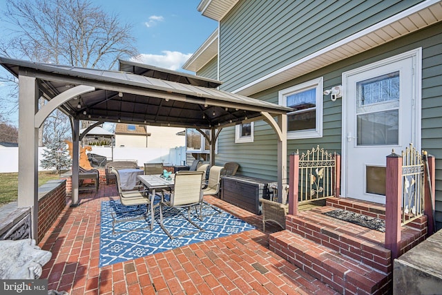 view of patio featuring a gazebo