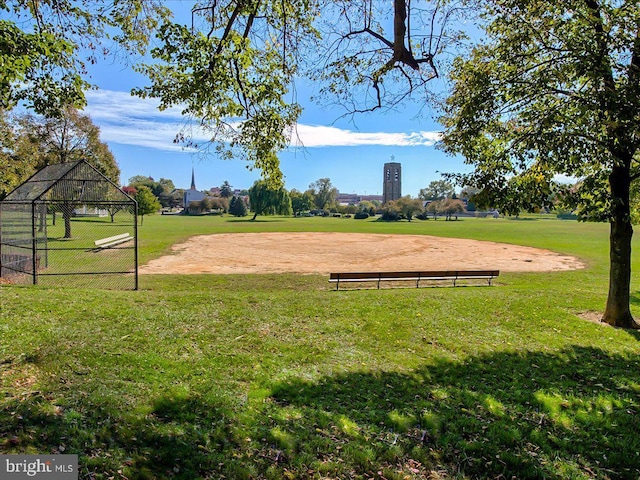 view of property's community with a yard