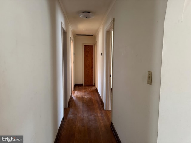 hall featuring dark wood-type flooring