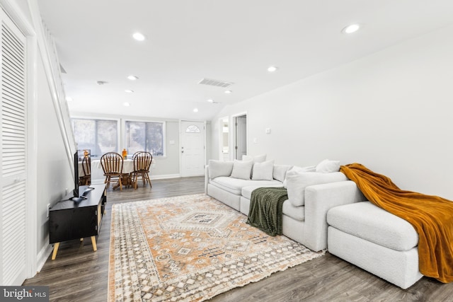 living room with wood-type flooring