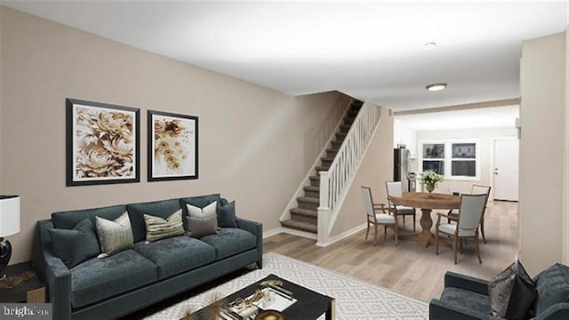 living room with wood-type flooring