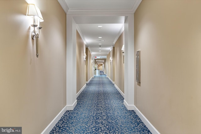 hallway with ornamental molding