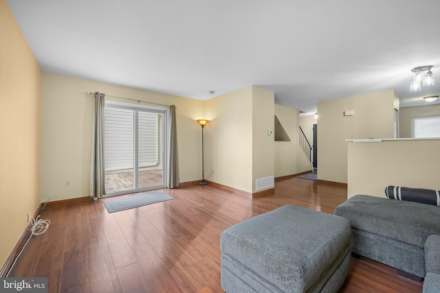 living room featuring wood-type flooring