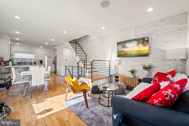 living room featuring light hardwood / wood-style floors