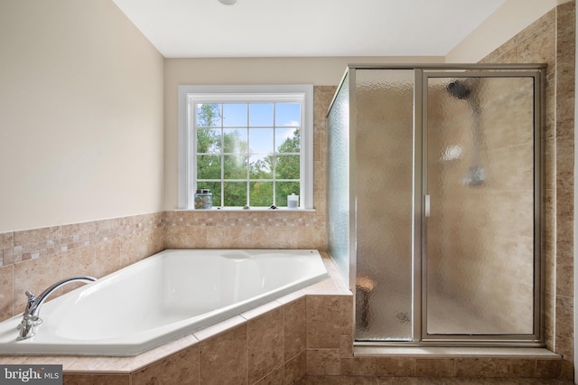 bathroom with plus walk in shower