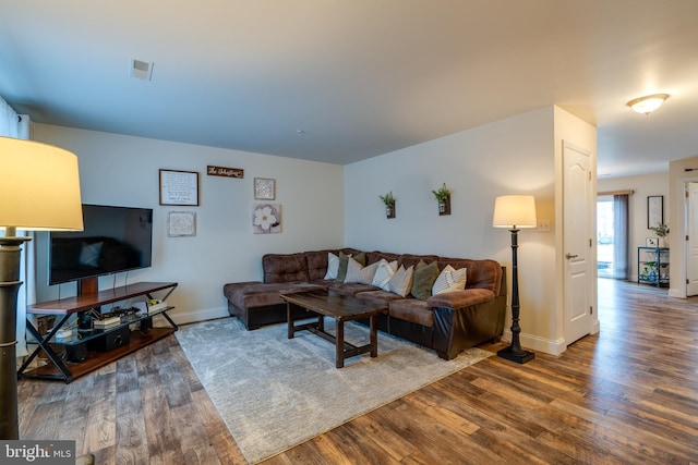 living room featuring wood-type flooring