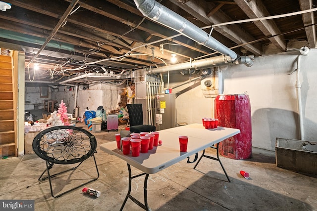 basement with water heater