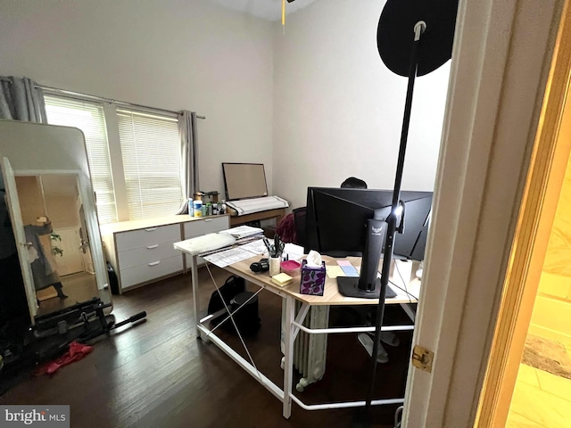 office featuring dark wood-type flooring