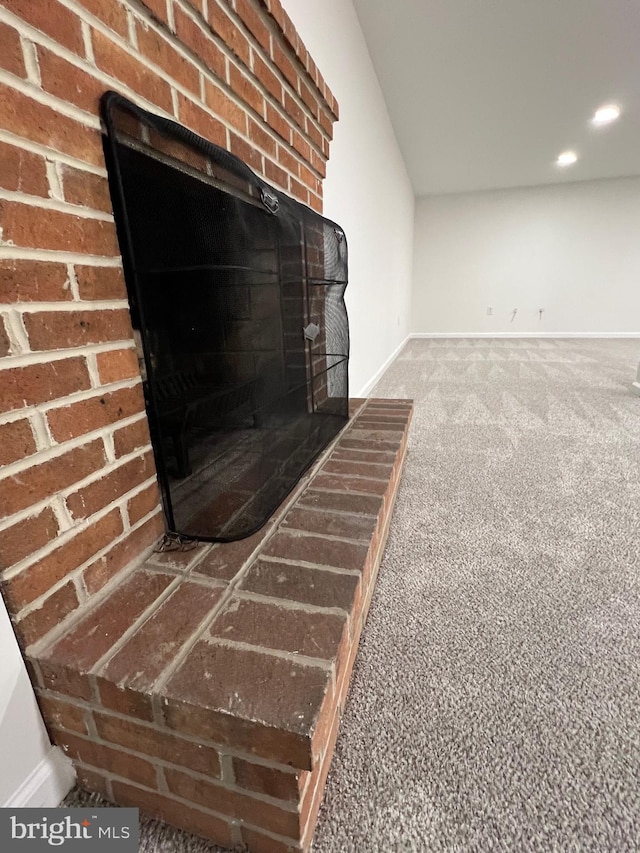 interior space with baseboards, carpet flooring, and recessed lighting