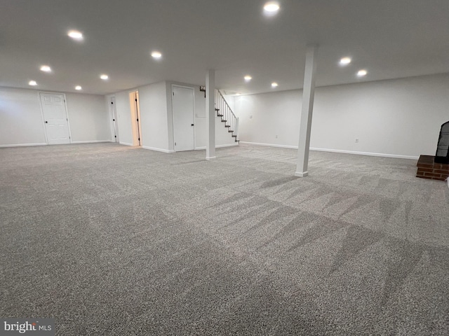 basement with carpet