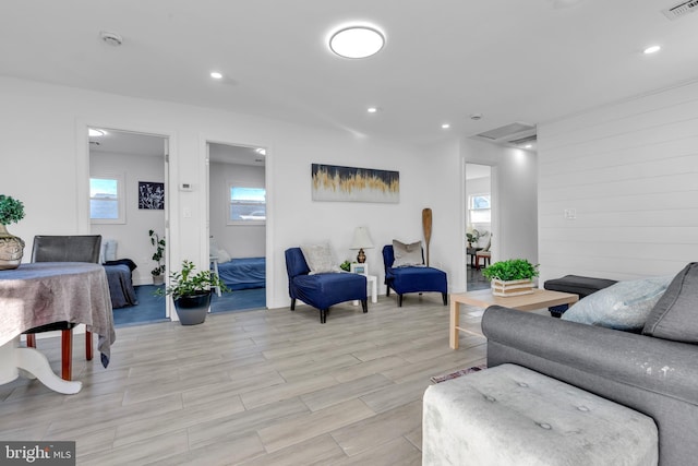 living room featuring light hardwood / wood-style floors