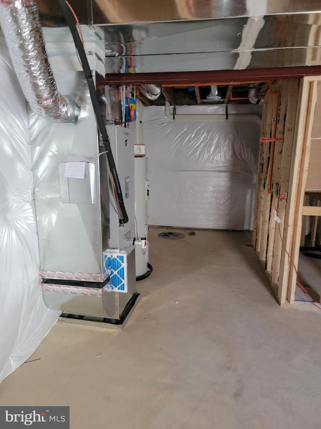 basement with water heater