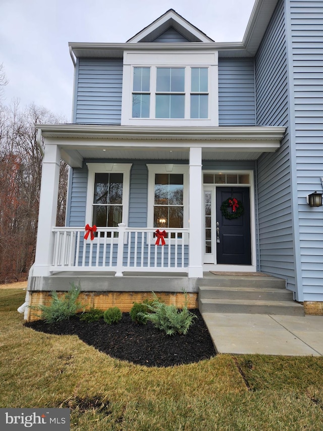 view of front of property with a porch