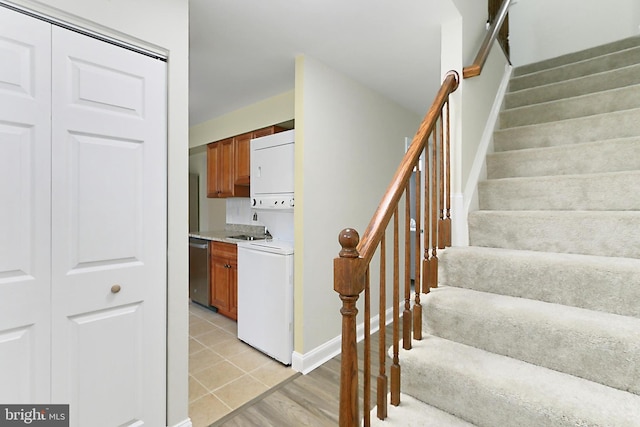 stairs with tile patterned floors