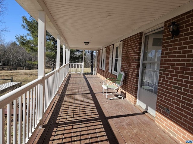 deck featuring covered porch