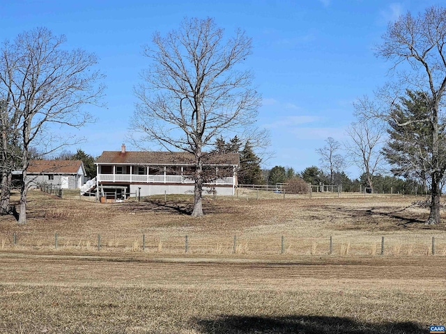 exterior space featuring a rural view