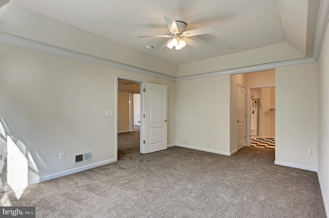 empty room with carpet and ceiling fan