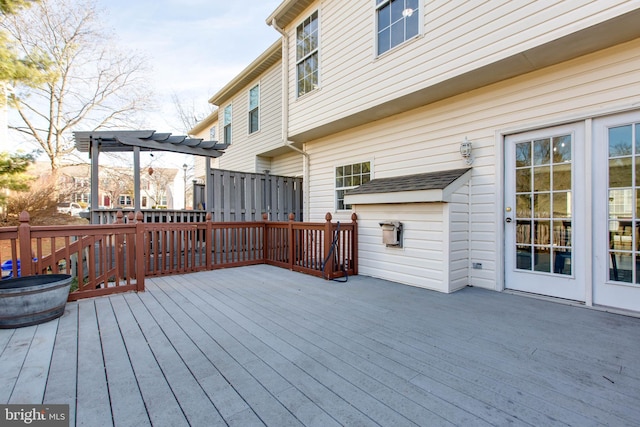 wooden terrace featuring a pergola