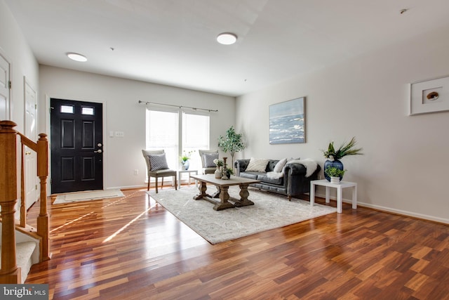 living room with hardwood / wood-style flooring