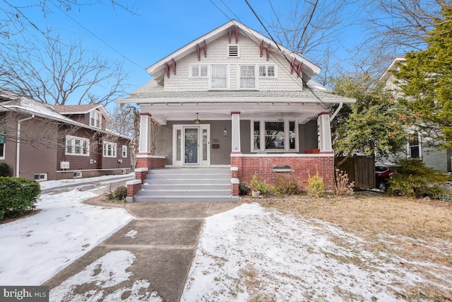 bungalow-style home featuring covered porch