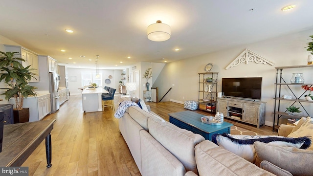 living room featuring light hardwood / wood-style flooring