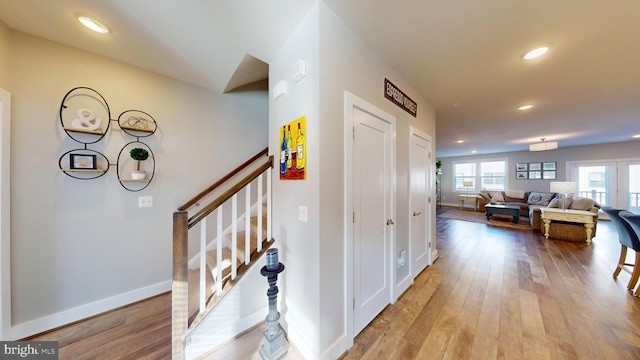 hall featuring light wood-type flooring