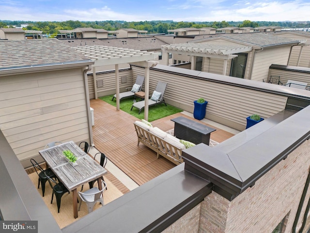 wooden deck with outdoor lounge area