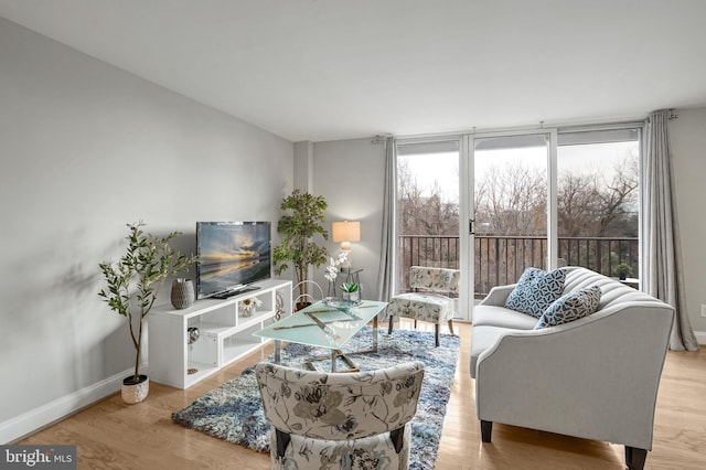 living room with light hardwood / wood-style floors