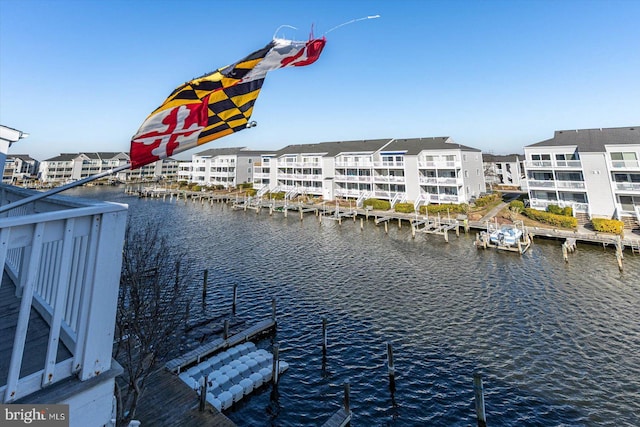 dock area featuring a water view