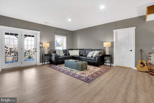 living room featuring light hardwood / wood-style flooring