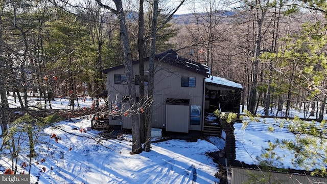 view of snow covered exterior