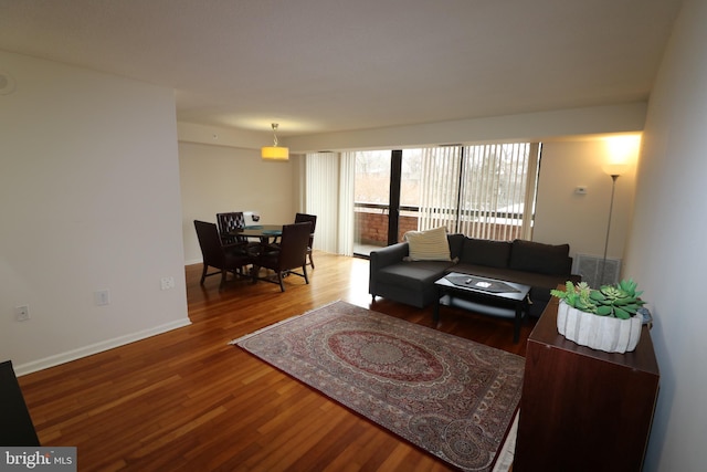 living room featuring wood-type flooring