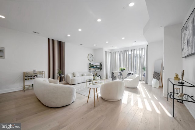 living room with light wood-type flooring