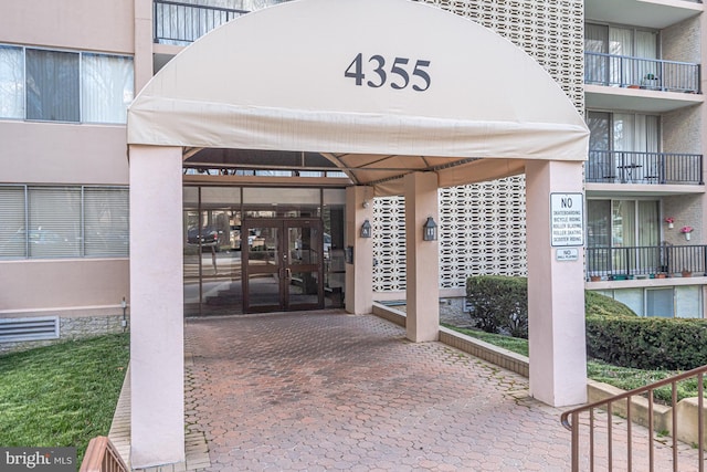 view of exterior entry with french doors