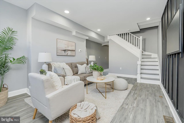 living room featuring light hardwood / wood-style floors